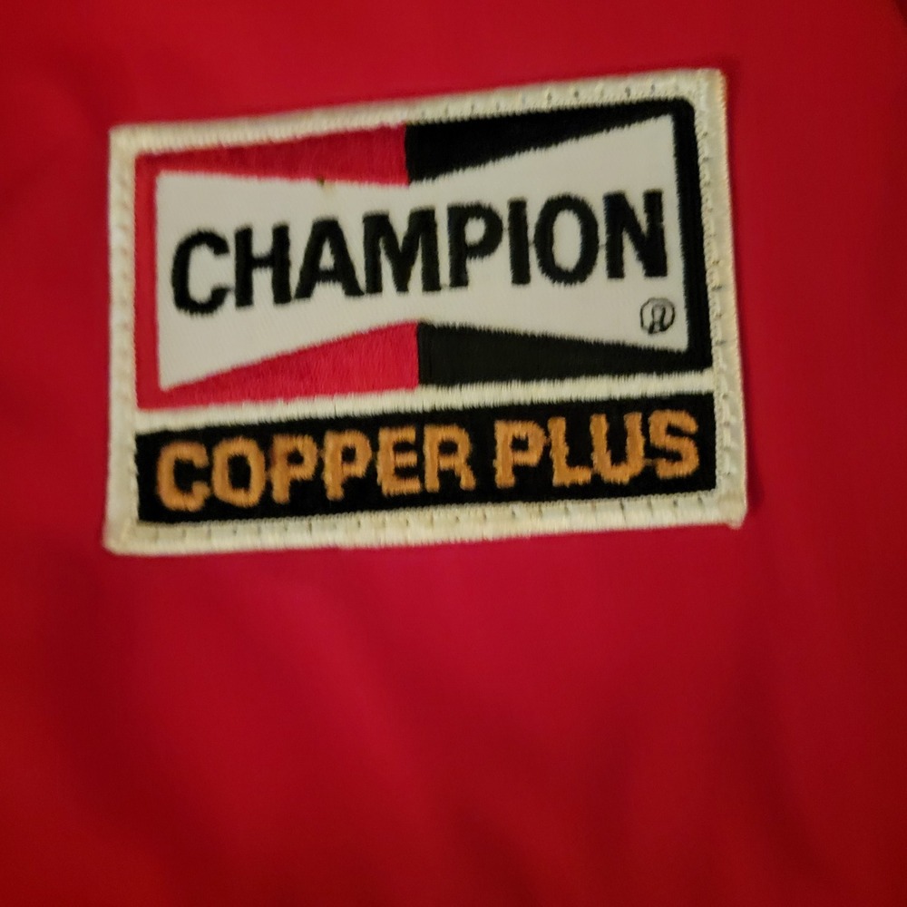 Vintage Wiman Mens Red Champion Cooper Plus‎ Spark Plug Ad Full Zip Vest Medium - Picture 8 of 8
